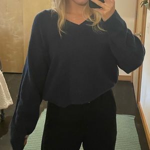 Navy blue urban outfitters v neck sweater